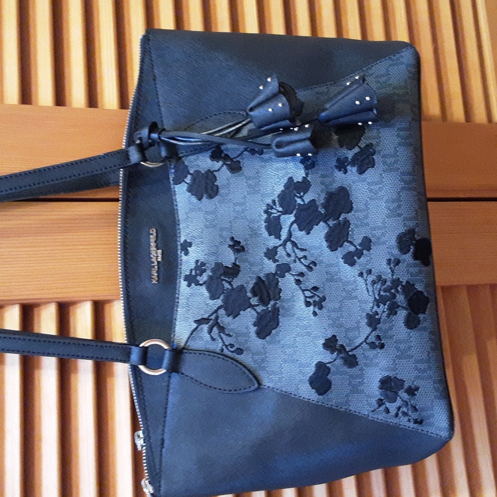 Karl Lagerfeld Monogram Embroidered Shoulder/Tote Bag